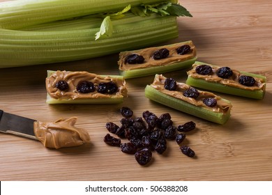 Childhood Snack Called Ants On A Log.