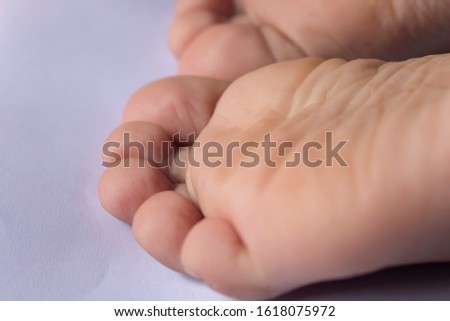 Children bare feet. Child bare feet on white background.