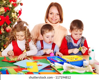 Children boy and girl making Santa card for Christmas. - Shutterstock ID 117194812