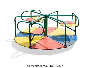 Children Carousel Isolated On White Background.