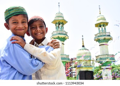 Children celebrating Eid in a Masjid at Unit 4 Bhubaneswar Odisha India
