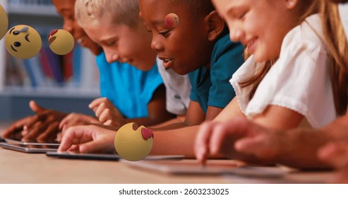 Children in classroom using tablets, engaging with interactive learning apps. Education, technology, digital, innovation, school