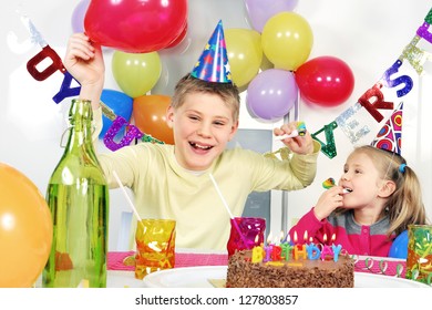 Children At Crazy Birthday Party