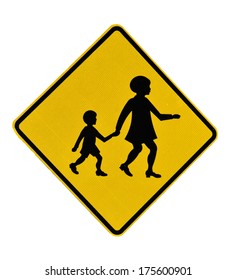 Children Crossing Road Sign Isolated