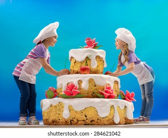 Children Decorate A Huge Cake