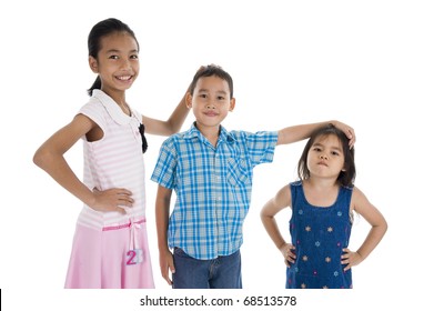 Children With Different Sizes, Isolated On White Background