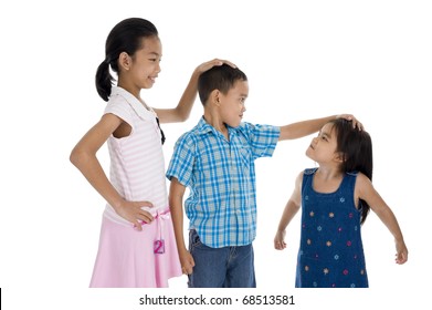 Children With Different Sizes, Isolated On White Background