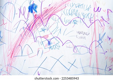 Children draw doodles. Multicolored bright chaotic lines. Prints for clothes, art, background for design