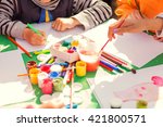 children draw with parents paint beautiful pictures, children