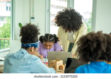 Children In Elementary School Class,African American Primary School Student Studying Drawing In Classroom.