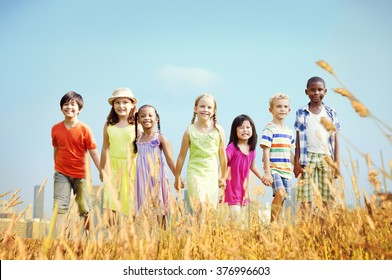 Children Friendship Togetherness Smiling Happiness Concept Stock Photo ...