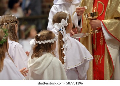 Children going to the first holy communion