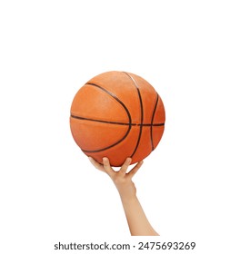 Children Hand Holding Basket Ball. Sport Activity at school. on white screen - Powered by Shutterstock