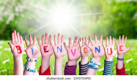 Children Hands Building Word Bienvenue Means Stock Photo 1593755992 ...