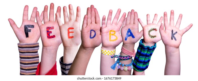 Children Hands Building Word Feedback, Isolated Background