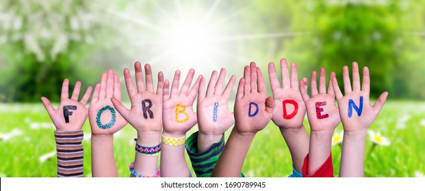 Children Hands Building Word Forbidden, Grass Meadow - Shutterstock ID 1690789945