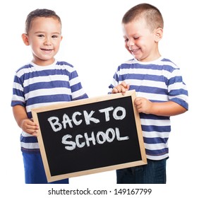 Children Holding A Blackboard Back To School