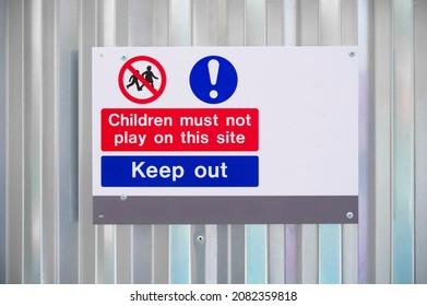 Children Keep Out Sign At Construction Building Site Safety Sign