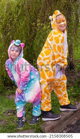 loving couple in the Park wearing pajamas