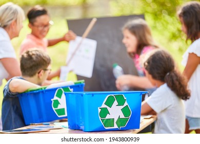 Children Learn Environmental Protection And Recycling In School During Sustainability Project In Summer