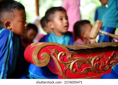 children are learning Gamelan, a musical instrument from Java, Indonesia. 23 June 2019