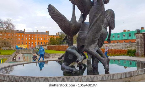 Children of Lir sculpture at Garden of Remembrance Dublin - DUBLIN / IRELAND - MARCH 21, 2018