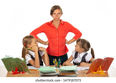 Children Look At An Evil Teacher