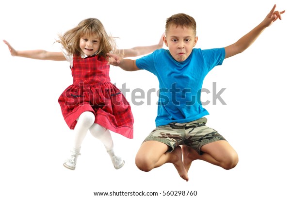 Children Looking Down Jumping Falling Isolated Stock Photo 560298760 ...