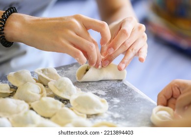 Children Make Dumplings At Home