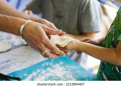 Children Make Dumplings At Home