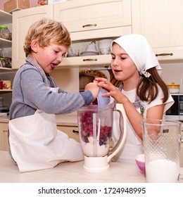 Children Making Ice Cream At Home