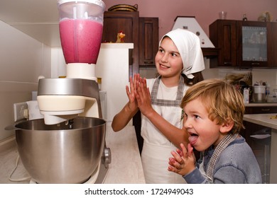 Children Making Ice Cream At Home