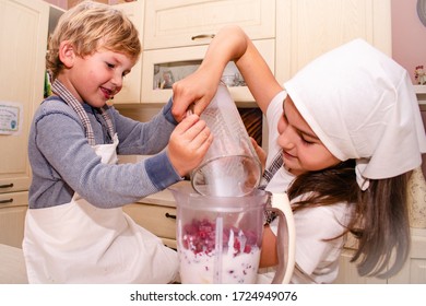 Children Making Ice Cream At Home