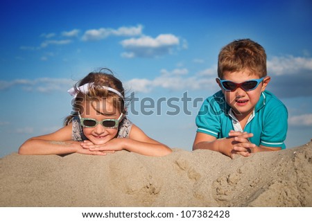 Similar – Happy children playing in the park