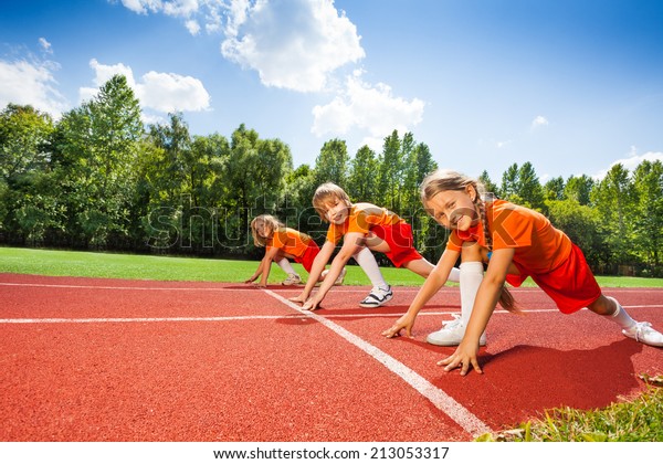 Children On Bending Knees Row Ready Stock Photo 213053317 | Shutterstock