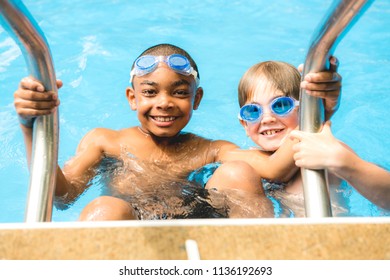 Children In Outside Swimming Pool