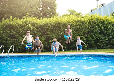 Children In Outside Swimming Pool