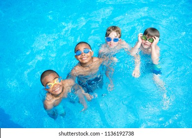 Children In Outside Swimming Pool