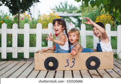 Children Play In The Car