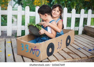 Children Play In The Car