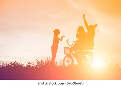 Children play in the evening. - Shutterstock ID 690686698