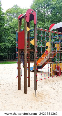 children playground playground equipment lonely abandoned climbing climbing frame play daycare kindergarten daycare center colorful sand sandbox alone lockdown ladder recreation swing abandoned park 