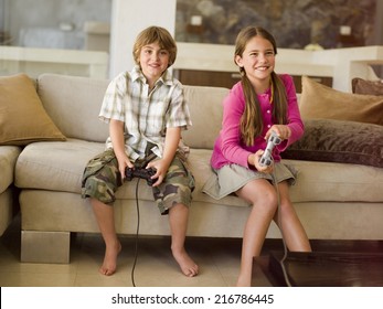 Children Playing Playstation.