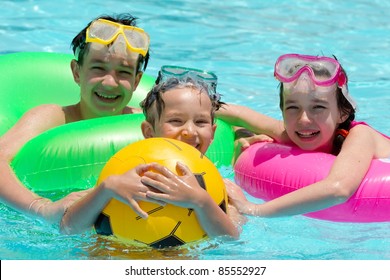 Children playing in pool