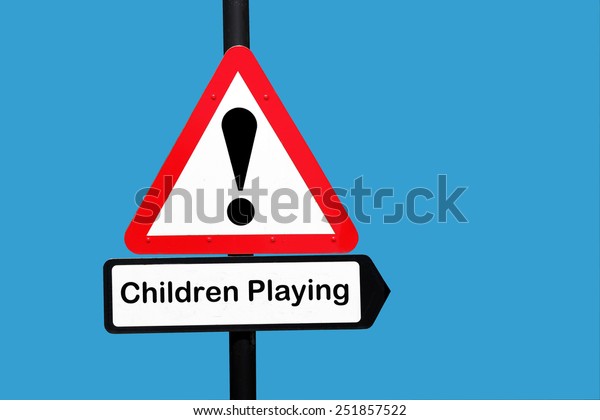 Children Playing Warning Sign Stock Photo 251857522 