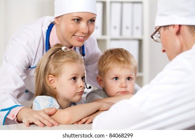 Children At A Reception At The Doctor