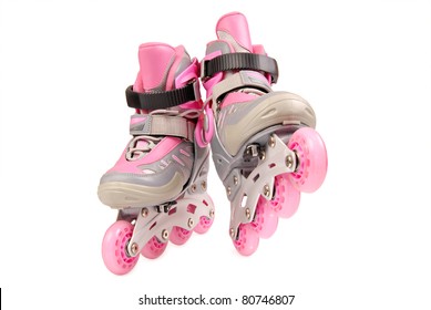Children roller skates isolated on white background