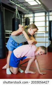 Children Self Defense Training In The Gym