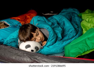 Children, Sibilngs, Sleeping In Sleeping Bags In A Tent In Norway, Wild Camping