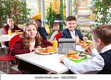 Children Sitting Cafeteria Table While Eating Stock Photo 606183863 ...